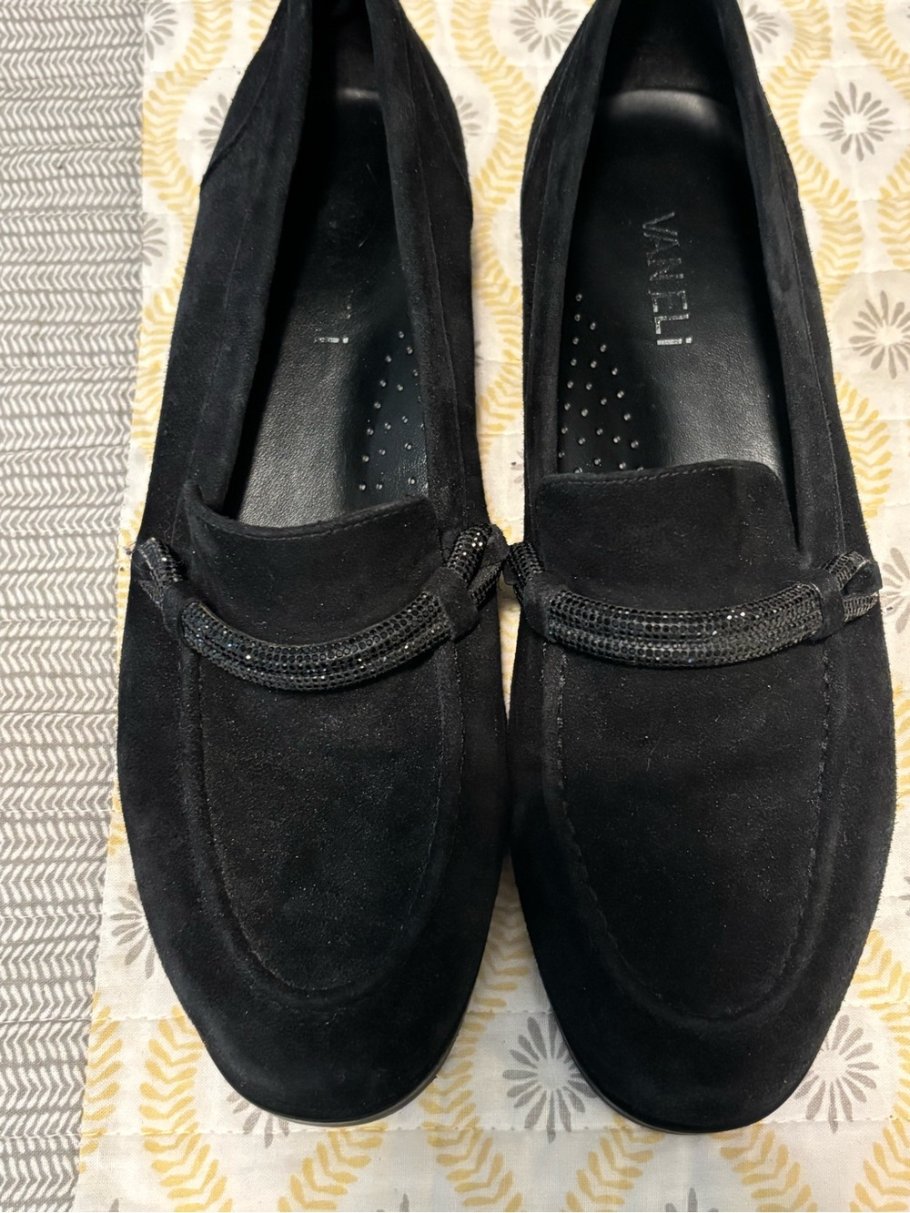 Vaneli Black Suede Slip-On Loafers for Men
